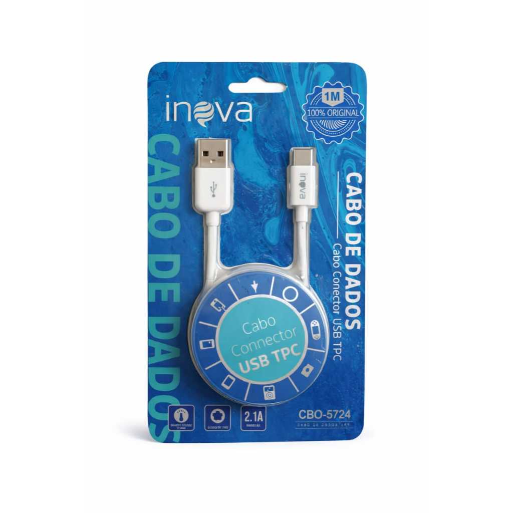 Cabo USB Tipo C 1m 2.1A Inova Reforçado Dados Android Smartphone CBO-5724