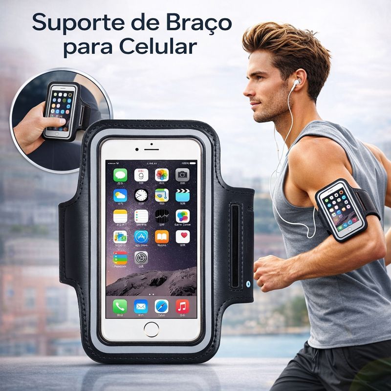 Braçadeira Suporte De Celular Impermeável Porta Celular Com Espaço Para Chaves