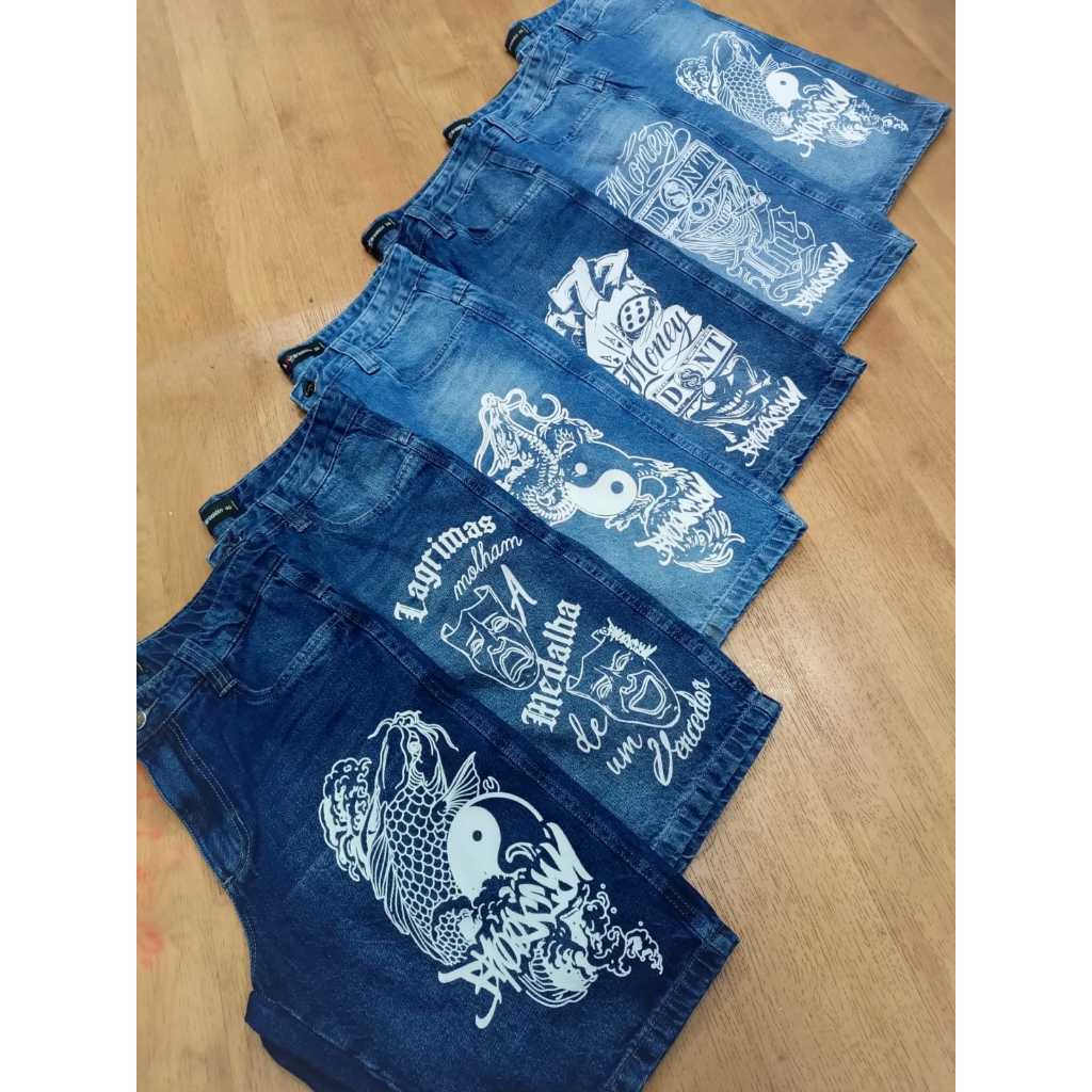 Bermuda Jeans Balão Masculina Estampada em Oferta na Shopee