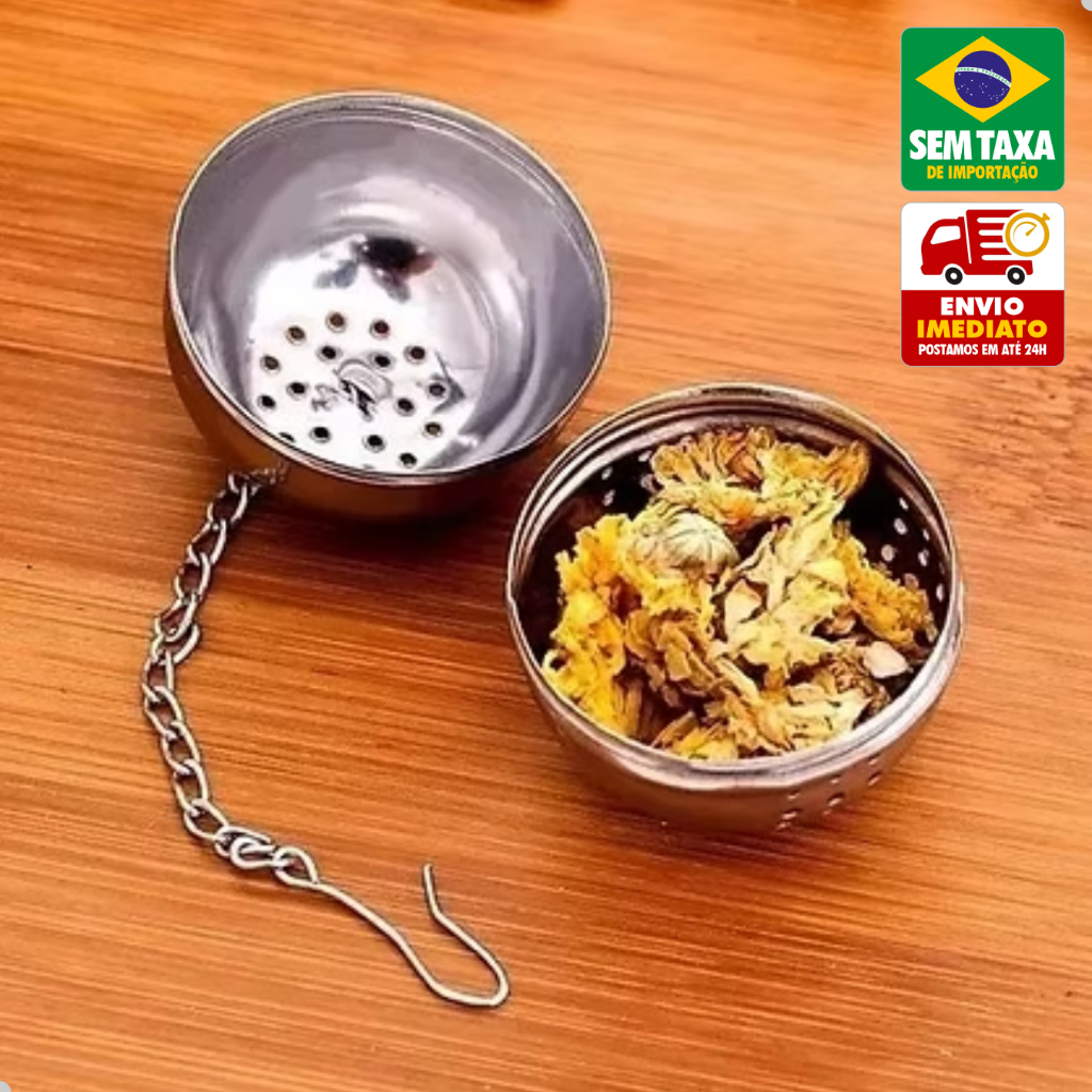 Infusor de Chá Bola 4,5x4,7cm Liga Ferro Cromado com Zinco Filtro Ervas Especiarias em Oferta na Shopee