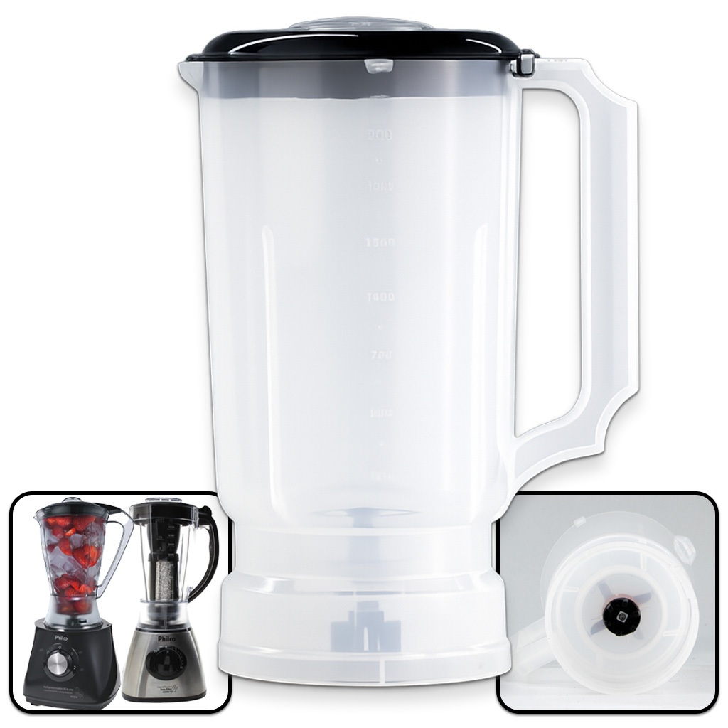 Copo Liquidificador Preto Translucido Philco Britânia All In One PR2 Inox 430 W Britania inox transl