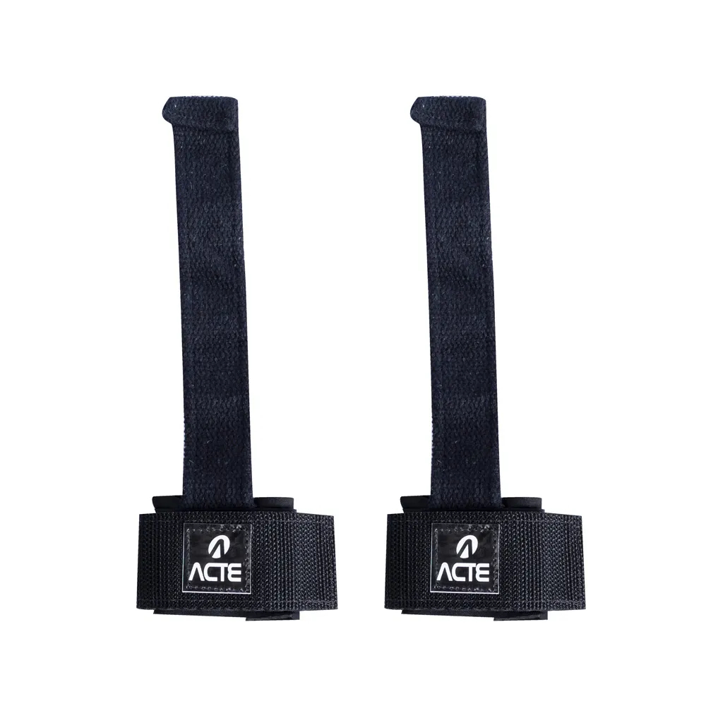 Strap Monster Acte Sports T204 Musculação Levantamento de Peso Deadlift Remada Pegada Firme 1 Par Preto