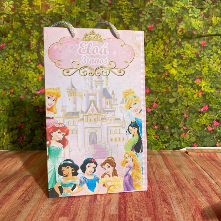 Sacolinha Surpresa - Princesas - Qualquer tema - Sacola Lembrancinha - Personalizados Aniversario Festa