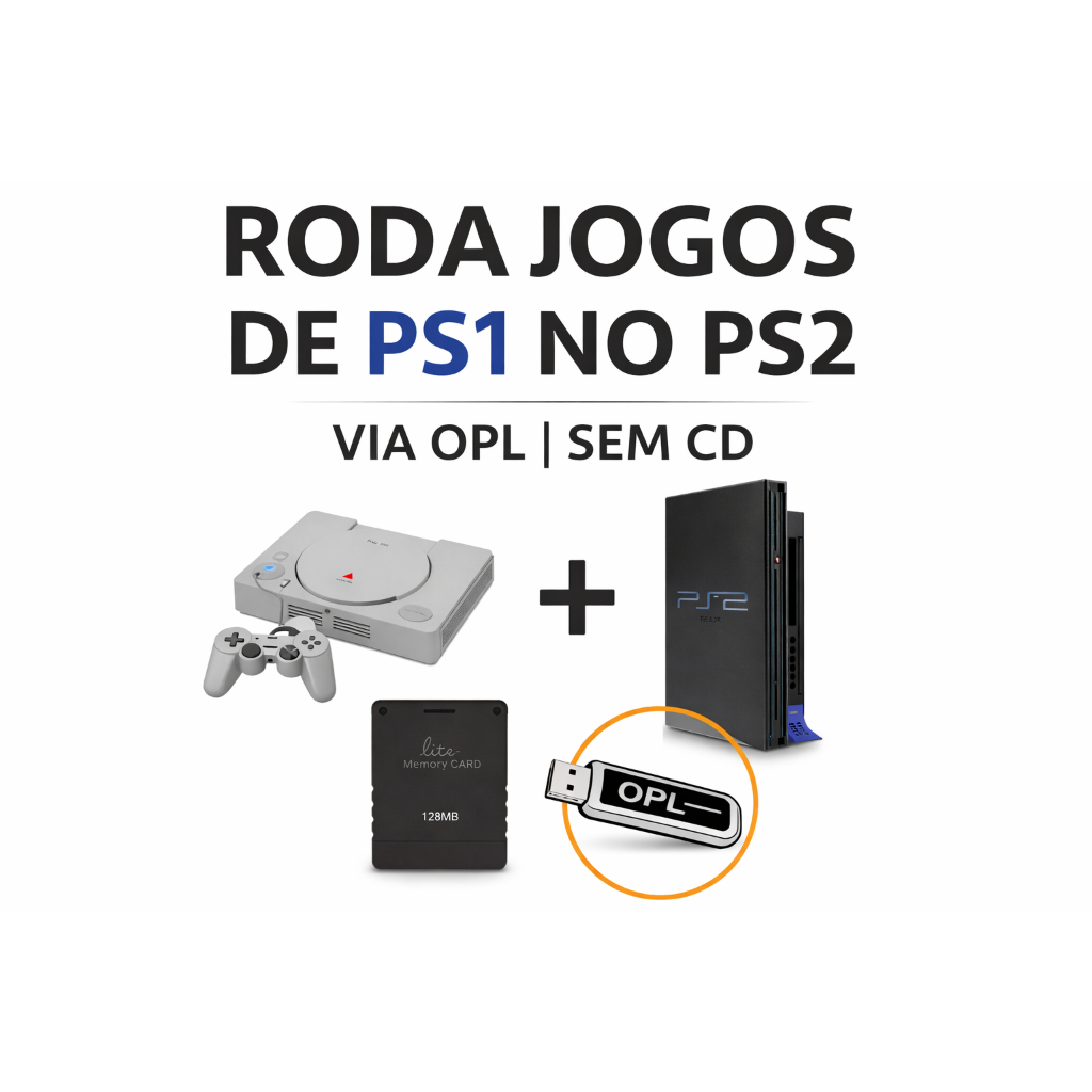 Jogos de PS1 no PS2 via OPL | Kit Memory Card + Pendrive com Jogos