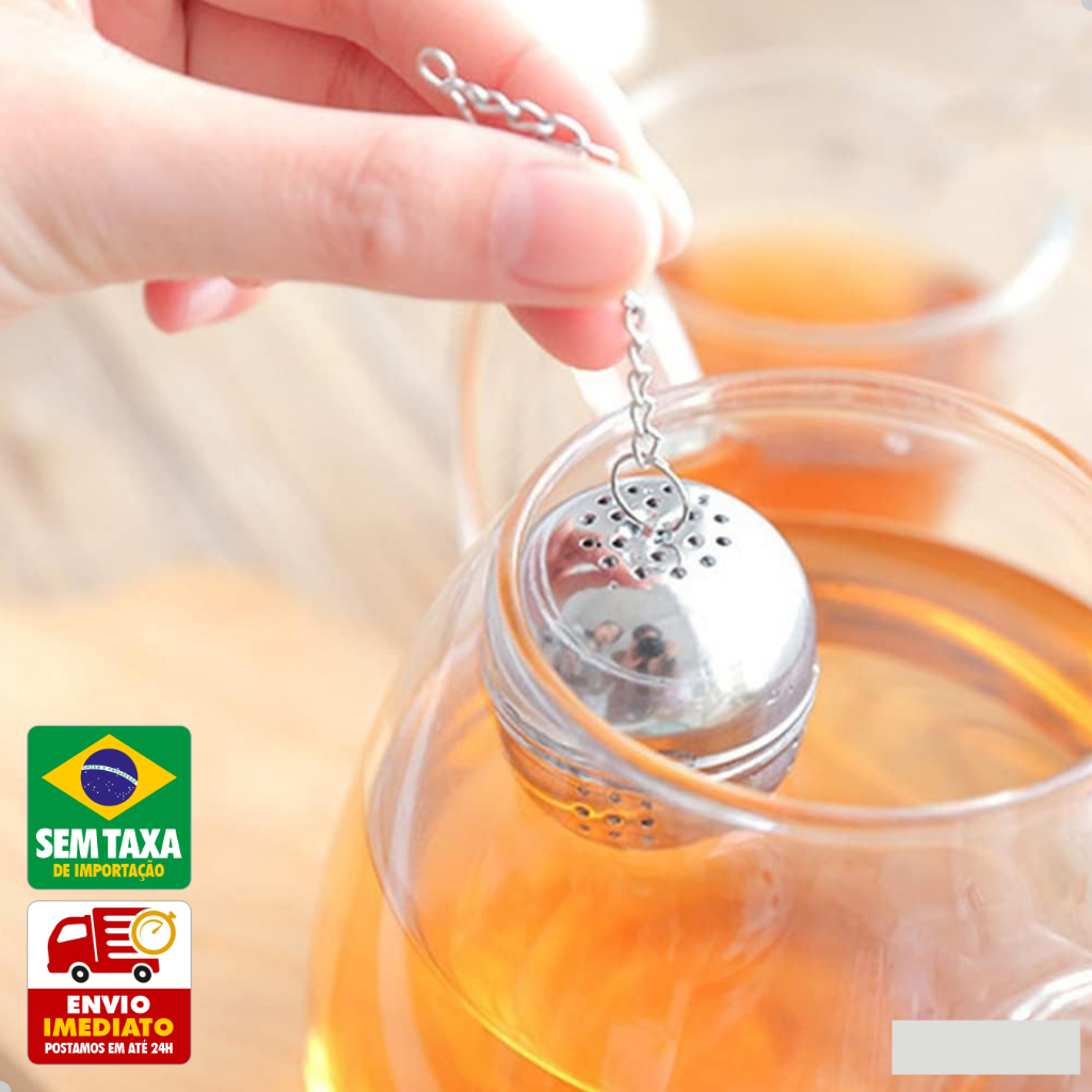 Infusor de Chá Liga Ferro Cromado 4,5x4,7cm Filtro Especiarias Caneca Chaleira