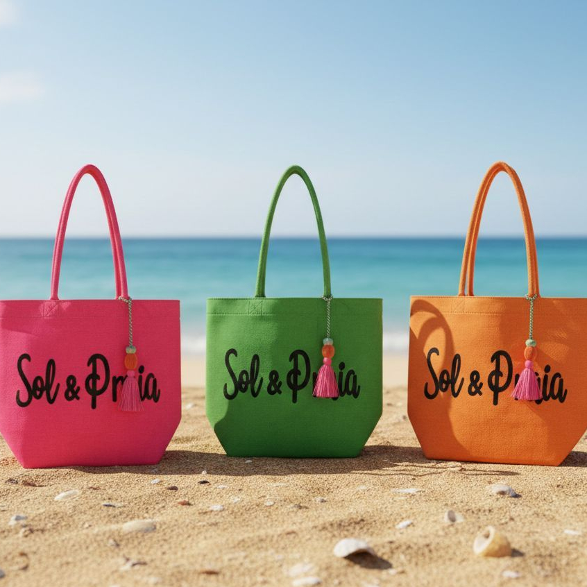 Bolsa Praia Piscina Modelo Sacola Tecido 9 Cores Feminina Amo o Verão / Summer Time / Rio de Janeiro