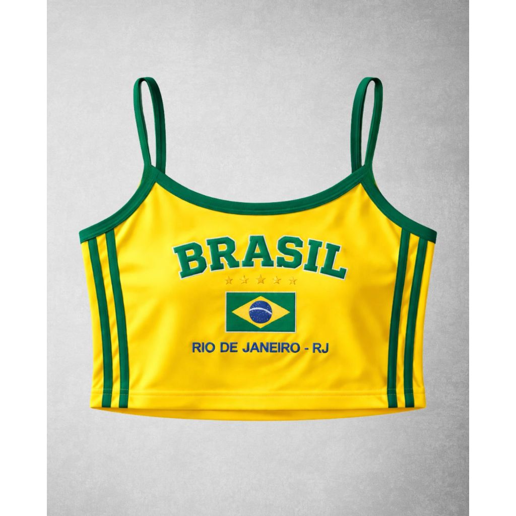 Blusa Do Brasil Virgínia Cropped Amarelo Rio De Janeiro Camiseta Feminina