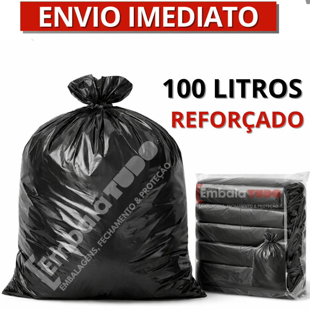 Saco de lixo 100L com 100 Unidades Reforçado