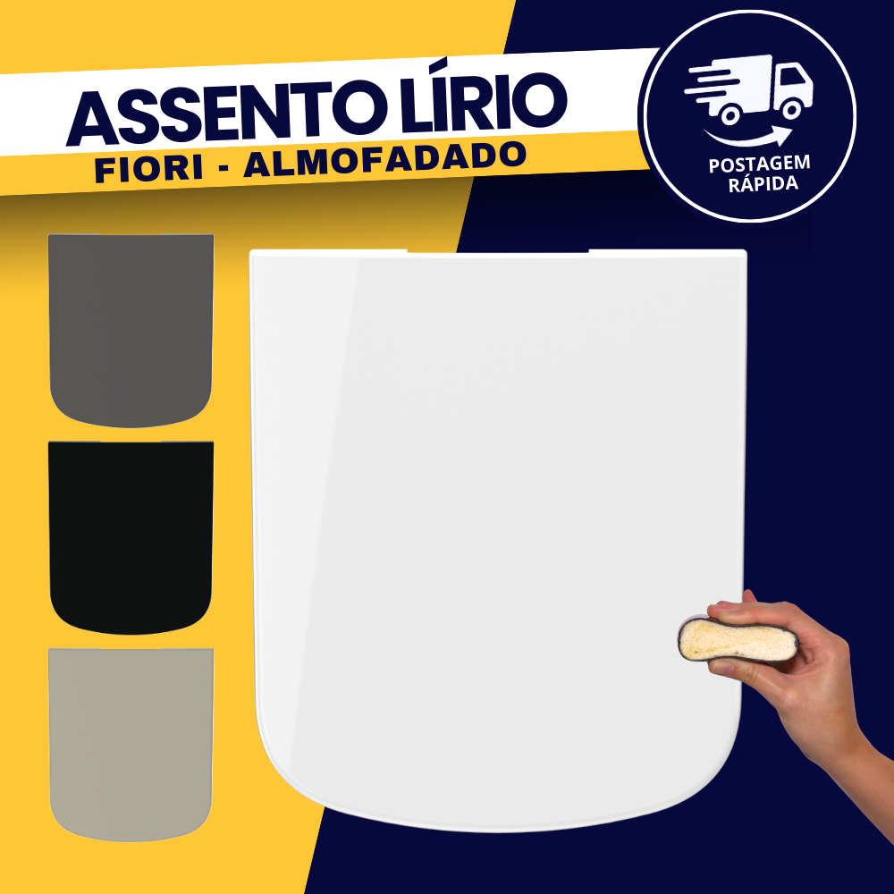 Tampa Assento Sanitária Lírio Fiori Almofadado Durín