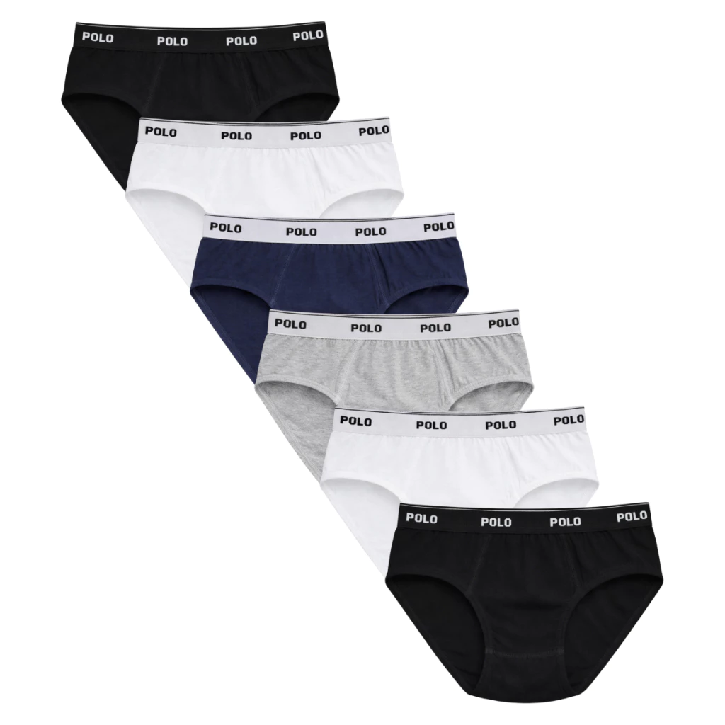 Kit 6 Cuecas Slip Polo Cotton Original 100% Algodão Adulto Masculina