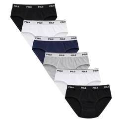Kit 6 Cuecas Slip Polo Cotton Original 100% Algodão Adulto Masculina