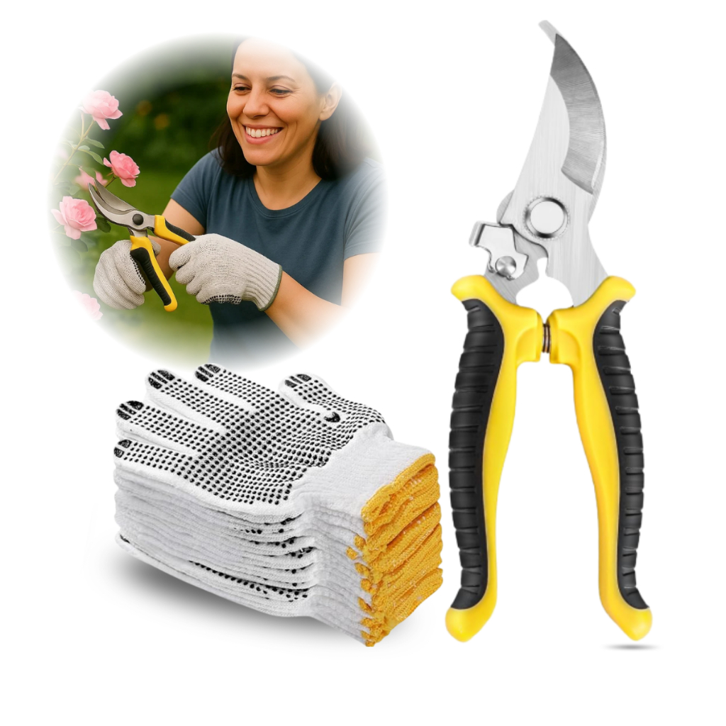 Luva Antiderrapante Jardim Tesoura Profissional Ideal para Poda e Plantio Jardinagem