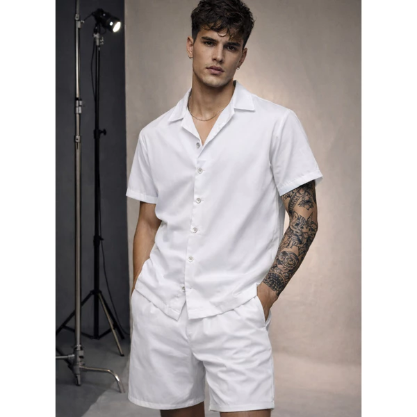Conjunto Masculino Premium Camisa Manga Curta + Short Social | Estilo Luxo Verão