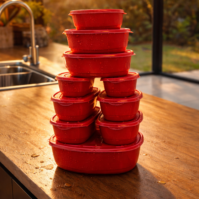 Kit 10 Potes Herméticos de Plástico | Organizadores de Mantimentos com Tampa Vedante | Cozinha em Oferta na Shopee