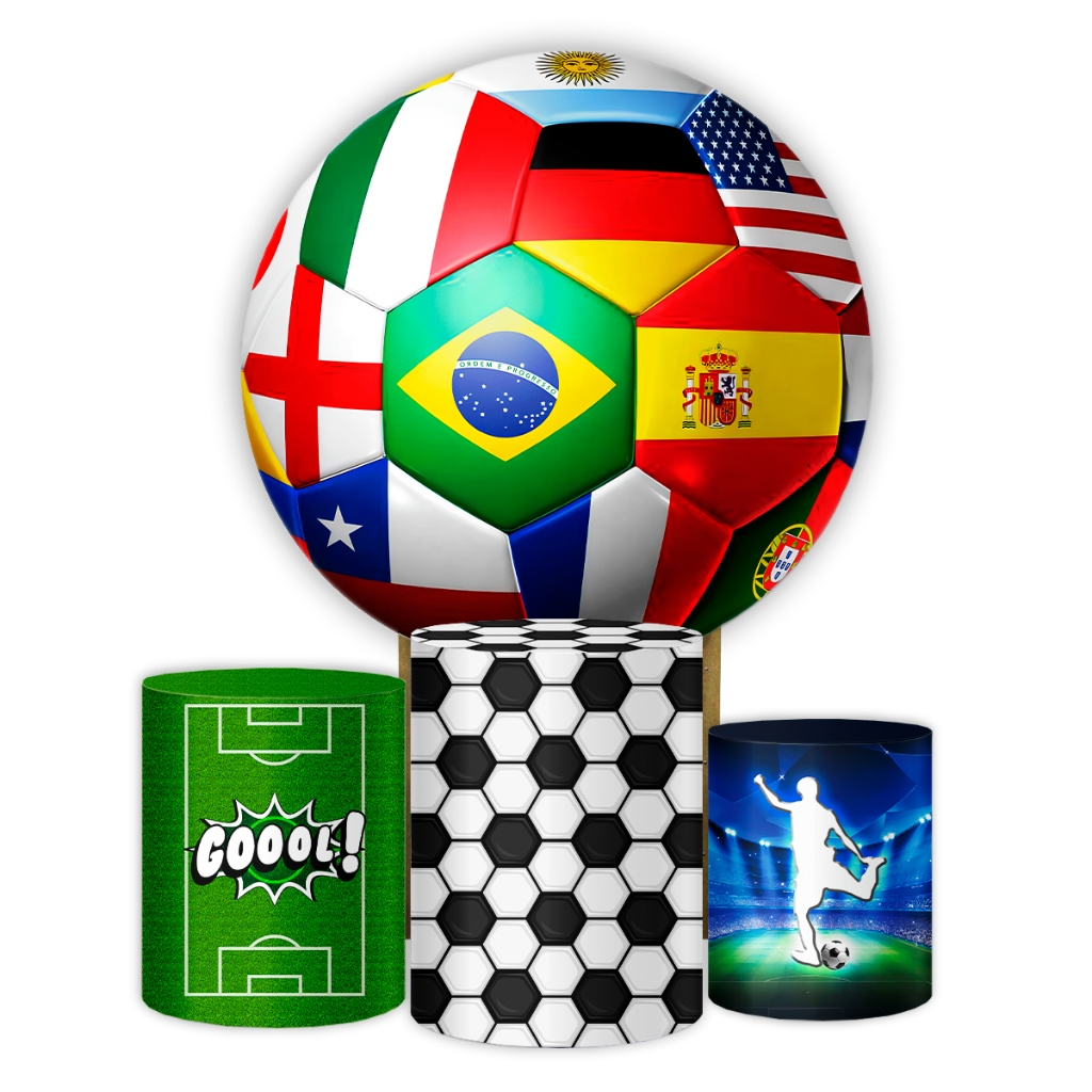 Kit Painel Redondo Copa do Mundo 2026 Diversos Países Decoração Festa Aniversário - Sistema Veste Fácil Helanca Premium
