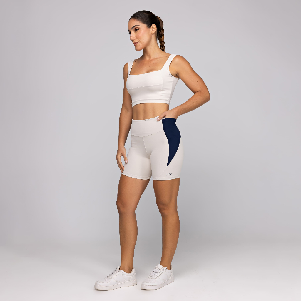 Conjunto Fitness Feminino Academia Top Alta Sustentação e Short com Bolso Frame
