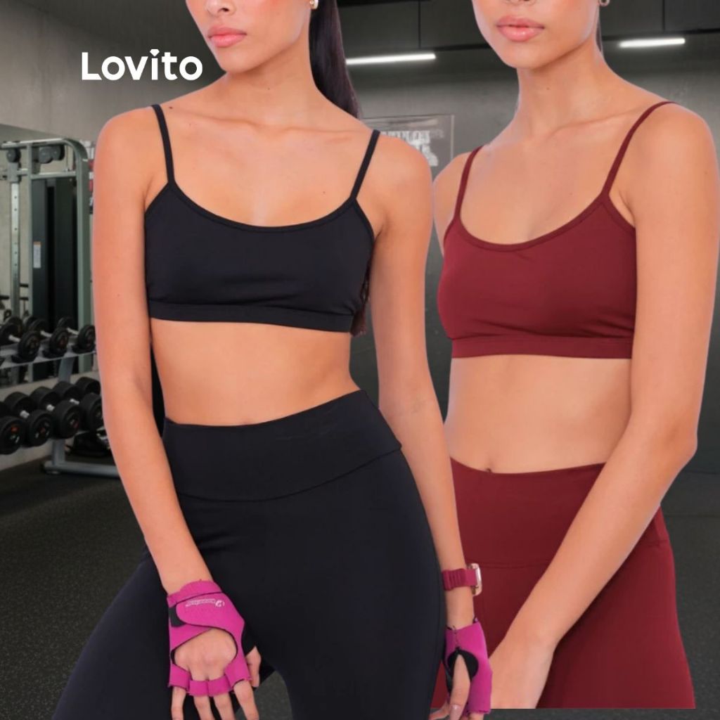 Lovito Top Esportivo Liso para Mulheres SBB1078BRL1108 em Oferta na Shopee