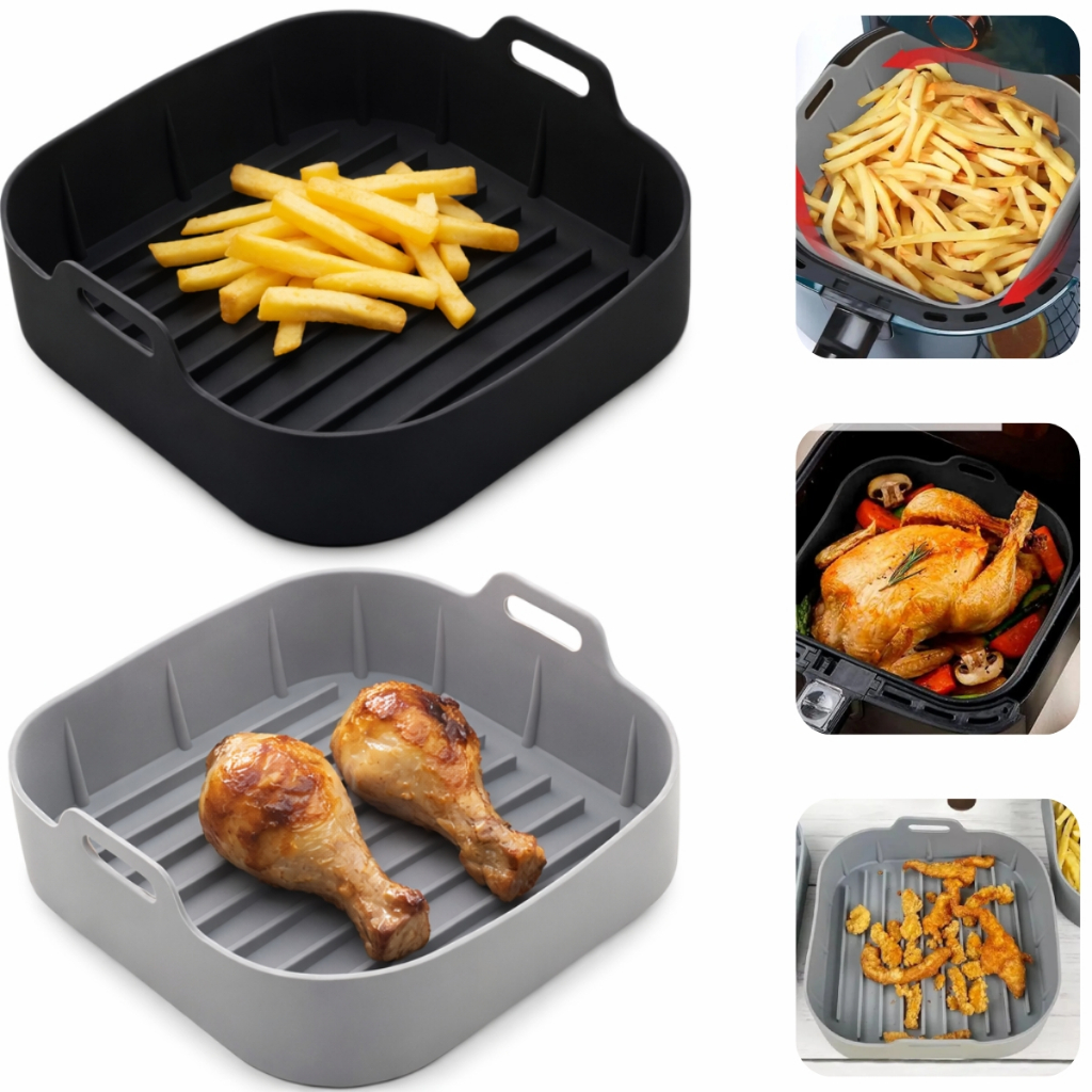 Forma Quadrada De Silicone Para Airfryer Multiuso Não Suja 20x7cm Fritadeira Elétrica - Lyor