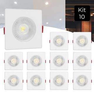 Kit C/10 Spot Led 5w Direcionável Embutir Quadrado Teto Sanca BF/BQ em Oferta na Shopee