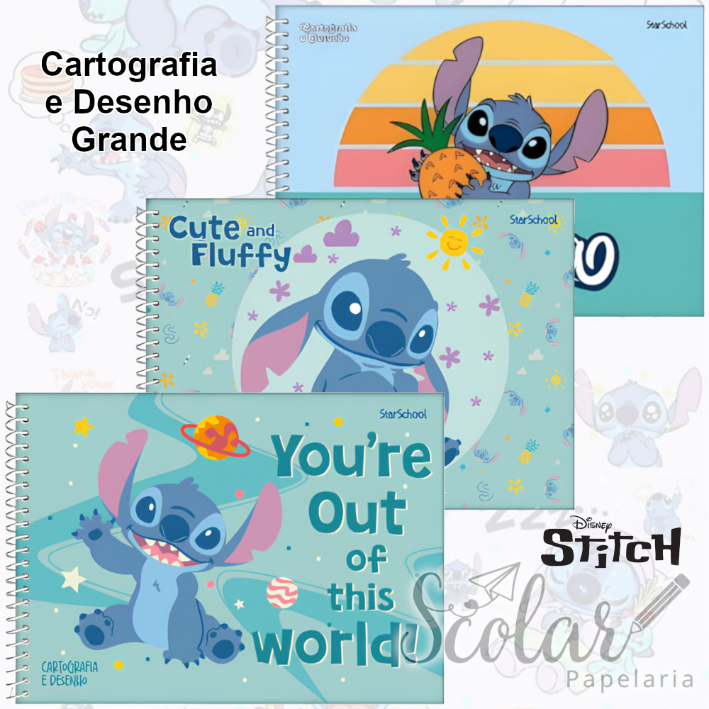 Caderno Cartografia e Desenho Espiral Disney Stitch Grande Capa Dura 80 Folhas Jandaia StarSchool em Oferta na Shopee