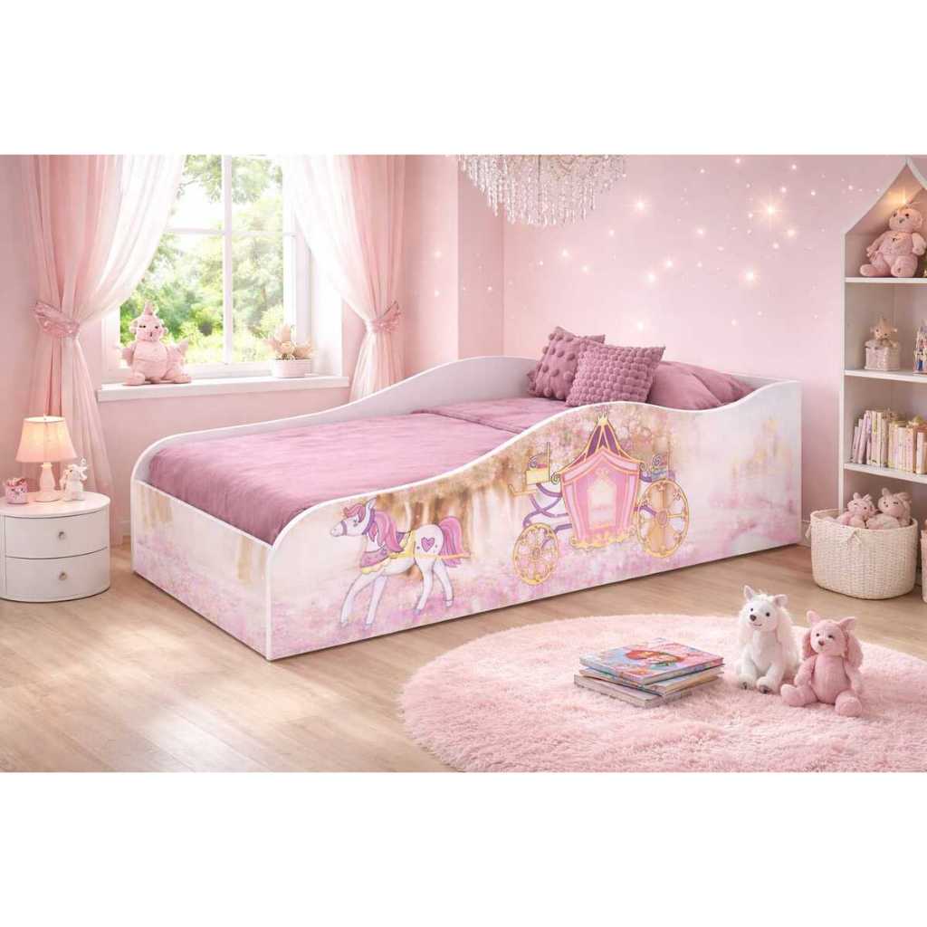 Cama Infantil Encanto com Colchão e Grades – Design Moderno e Seguro para Quarto Infantil MDF