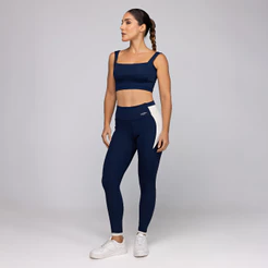 Conjunto Fitness Feminino Academia Top Alta Sustentação e Calça Legging com Bolso Frame