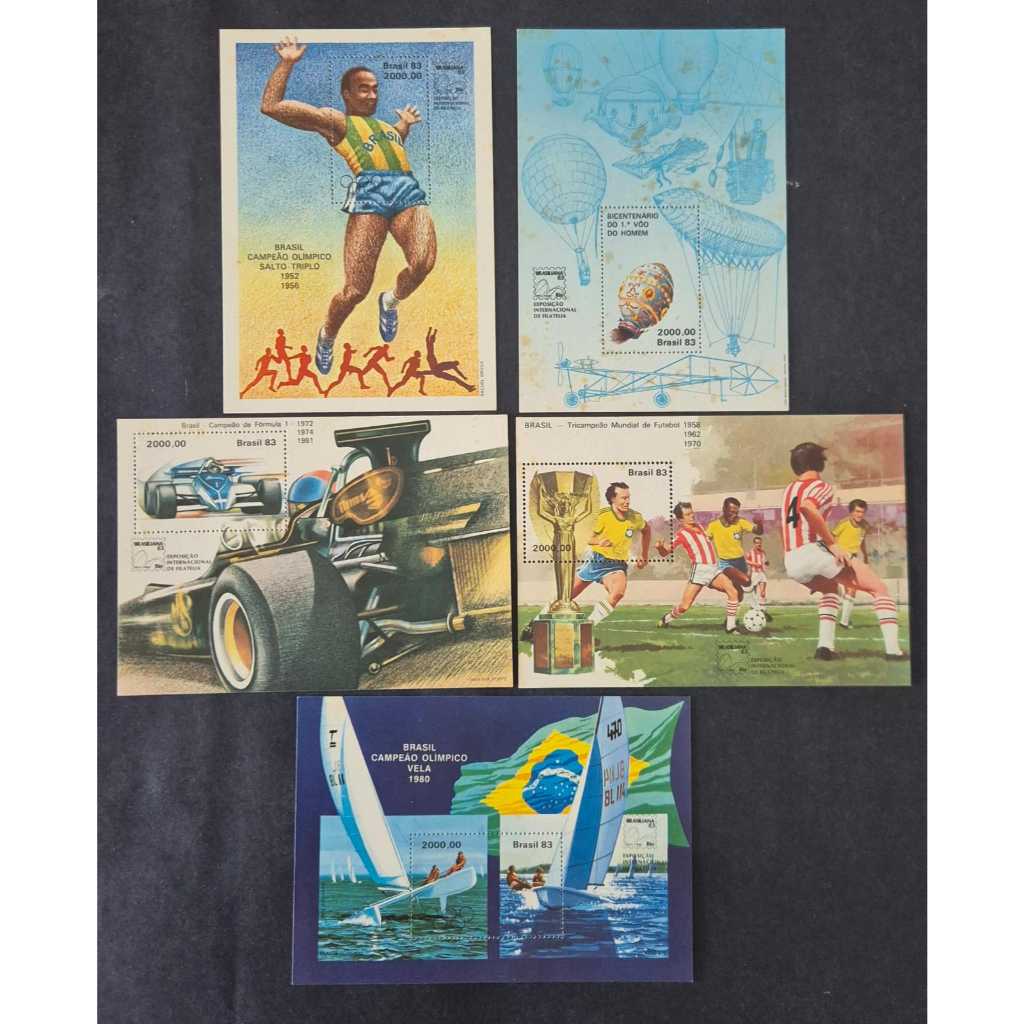 5 Blocos Filatélicos - Brasiliana - Série Completa - Raridade 1983