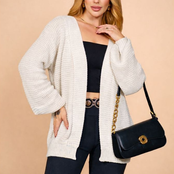Cardigan Casaco Feminino Tricot Basico em Oferta na Shopee
