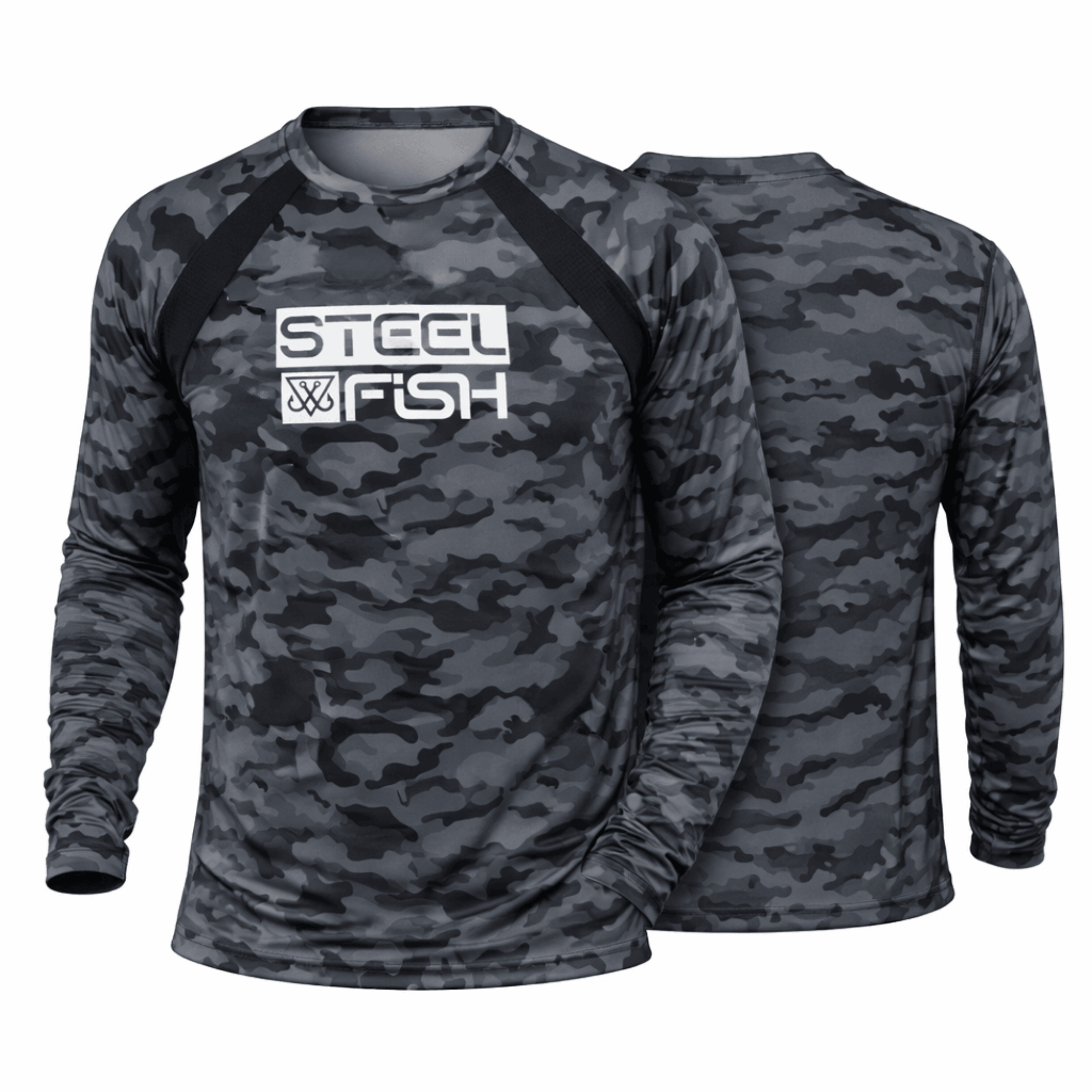 Camiseta de Pesca  Camuflada Recorte Proteção UV50 Steel Fish Caça Manga Longa