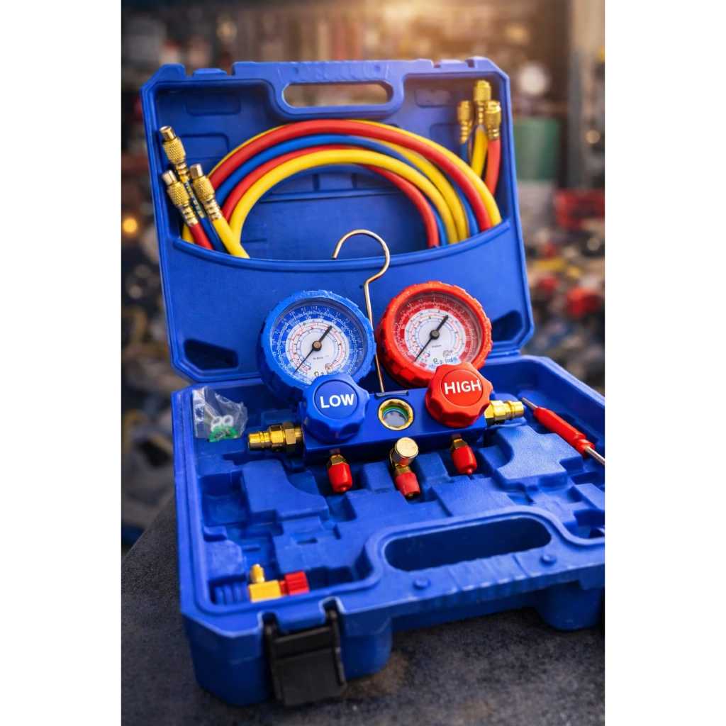 Manifold Manômetro Completo C/ Engates alta e baixa pressão E Mangueiras De 2,5m maleta em Oferta na Shopee