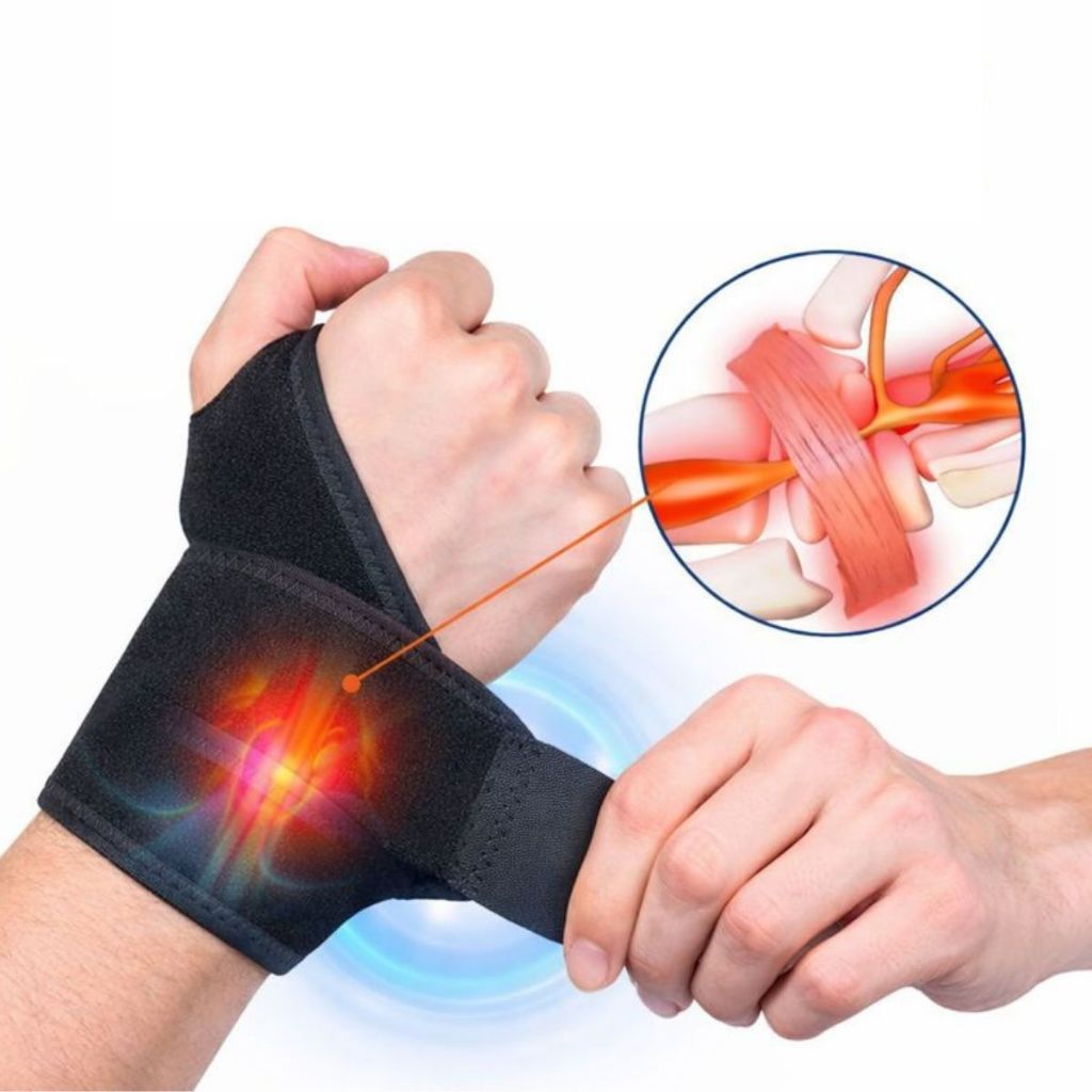 Munhequeira Ajustável Compressão Ergonômica Bilateral Conforto Para Pulso