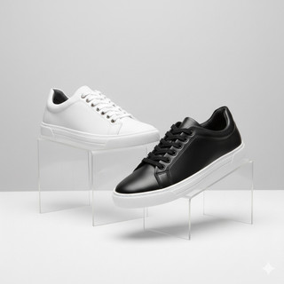Kit 2 Tênis Masculino Casual Preto Branco Couro Sapatenis Confortavel Festa Trabalho Social Escola Casamento Elegante