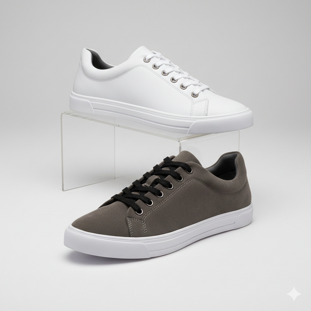 Kit 2 Tênis Masculino Branco Cinza Sola Reta Confortável Casual Sapatenis Academia Trabalho Escola