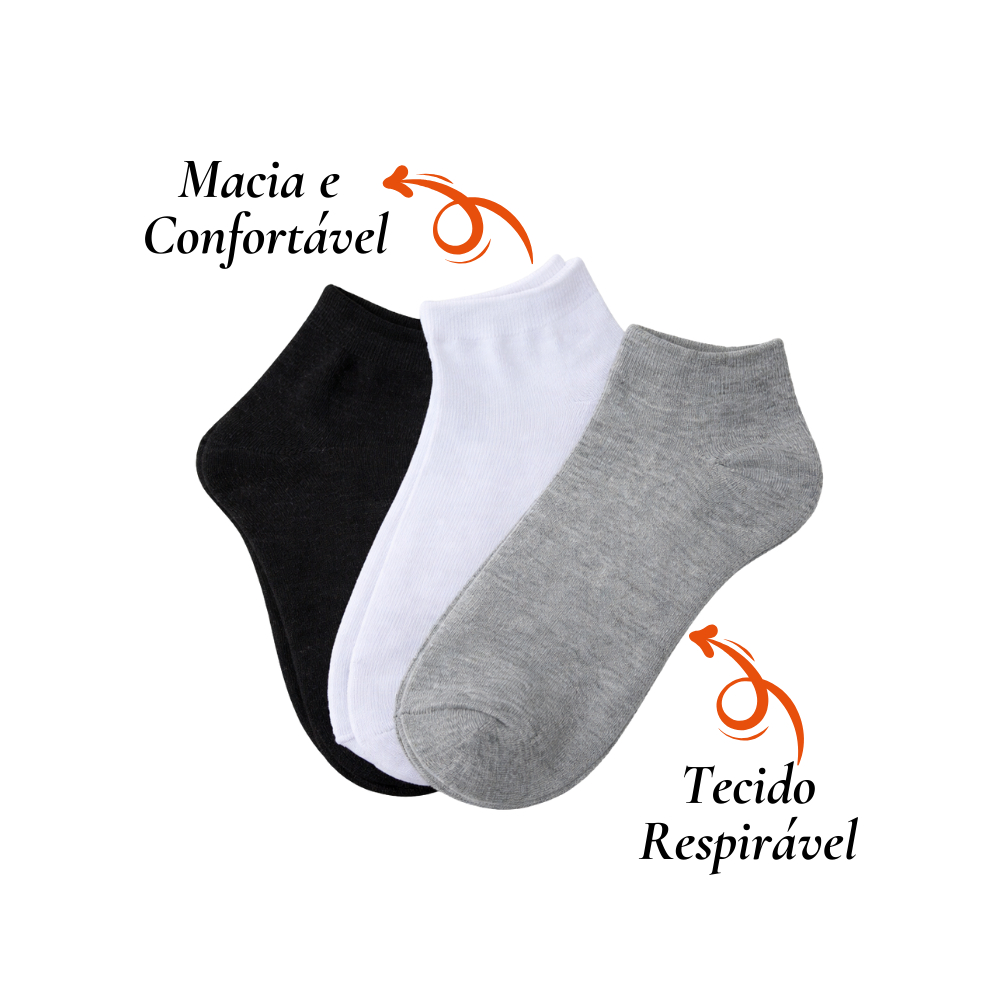 Kit De Meias Feminina Masculina Soquete Cano Curto 35 ao 46