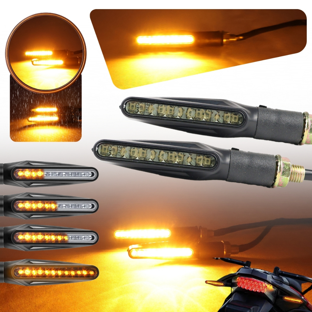 Pisca LED Sequencial Moto Universal Âmbar Rosca 10mm Par Alta Iluminação