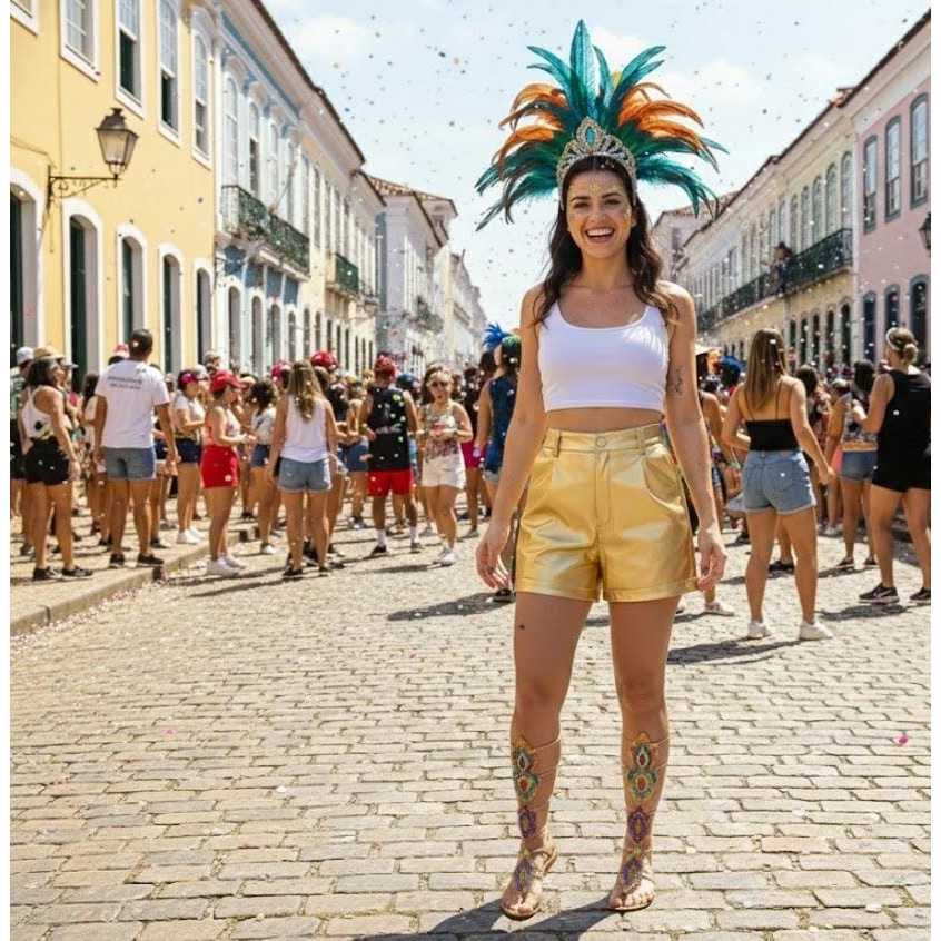 Short Lamê Metalizado com Forro – Brilho e Conforto Carnaval Bloquinhos Folia Festa