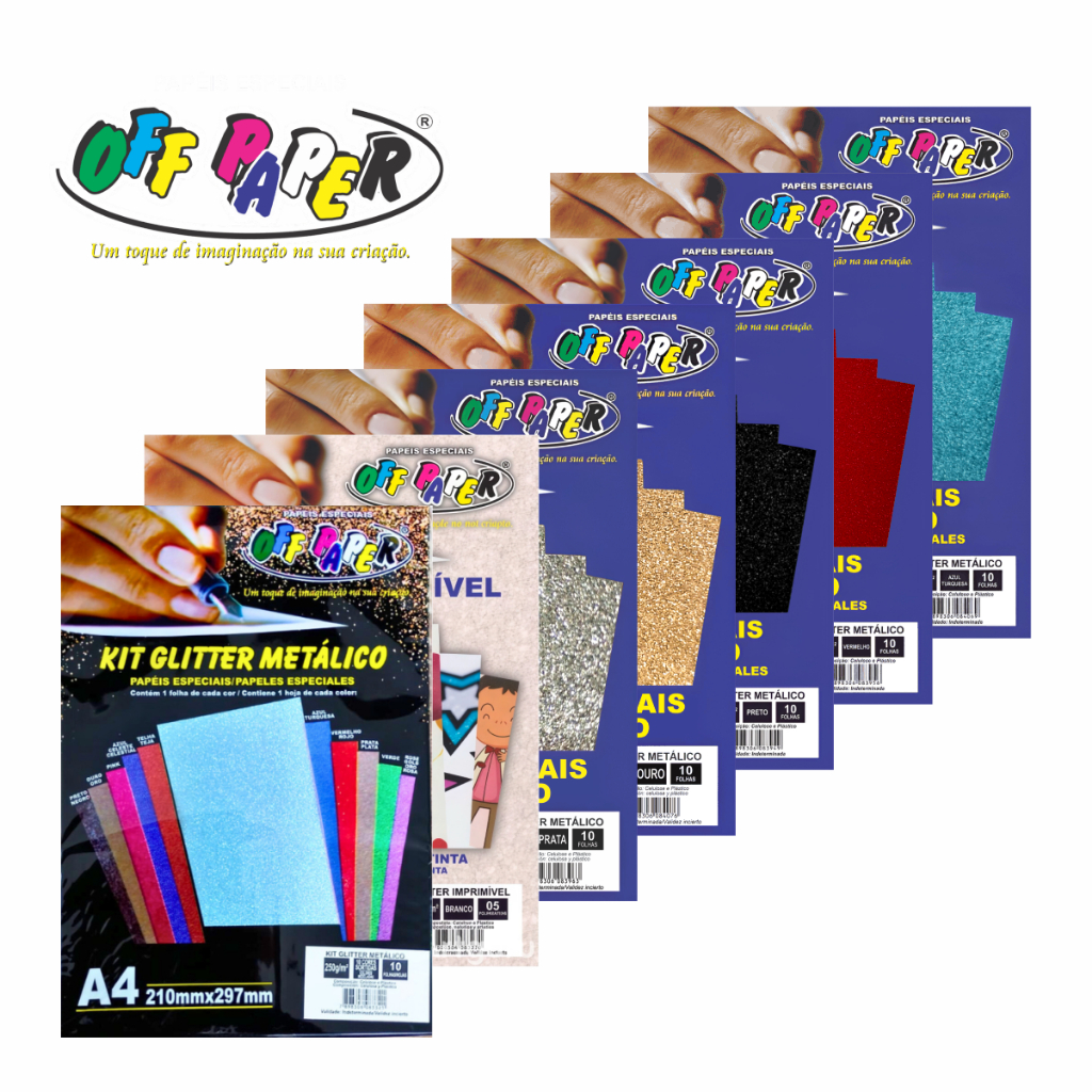 Papel Glitter Metálico A4 250g
