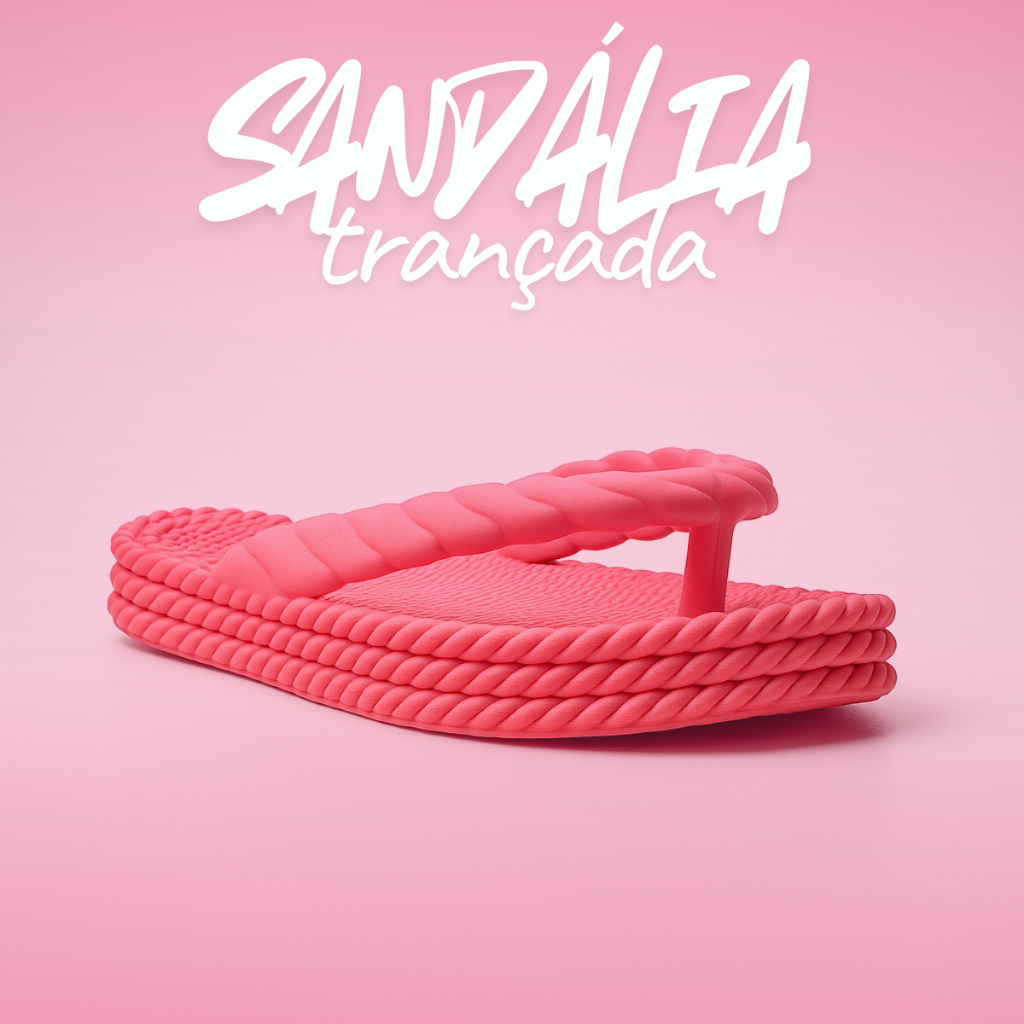 Sandália Feminina Trançada Estilo Minimalista Confortável Para o Uso Diário
