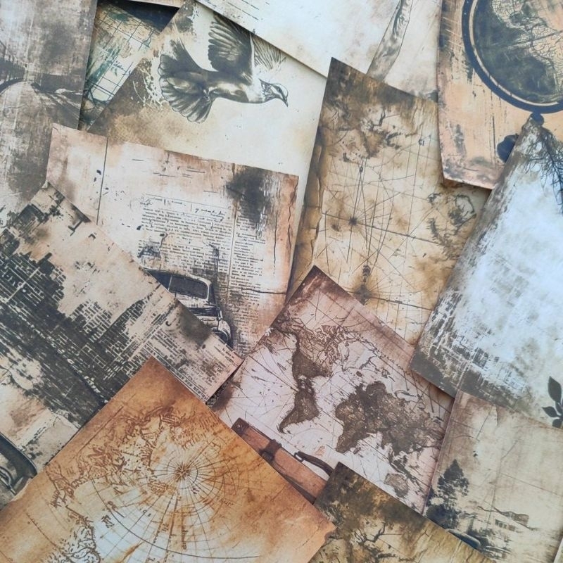 28pçs - kit vintage - scrapbook - colagem - journal - barco