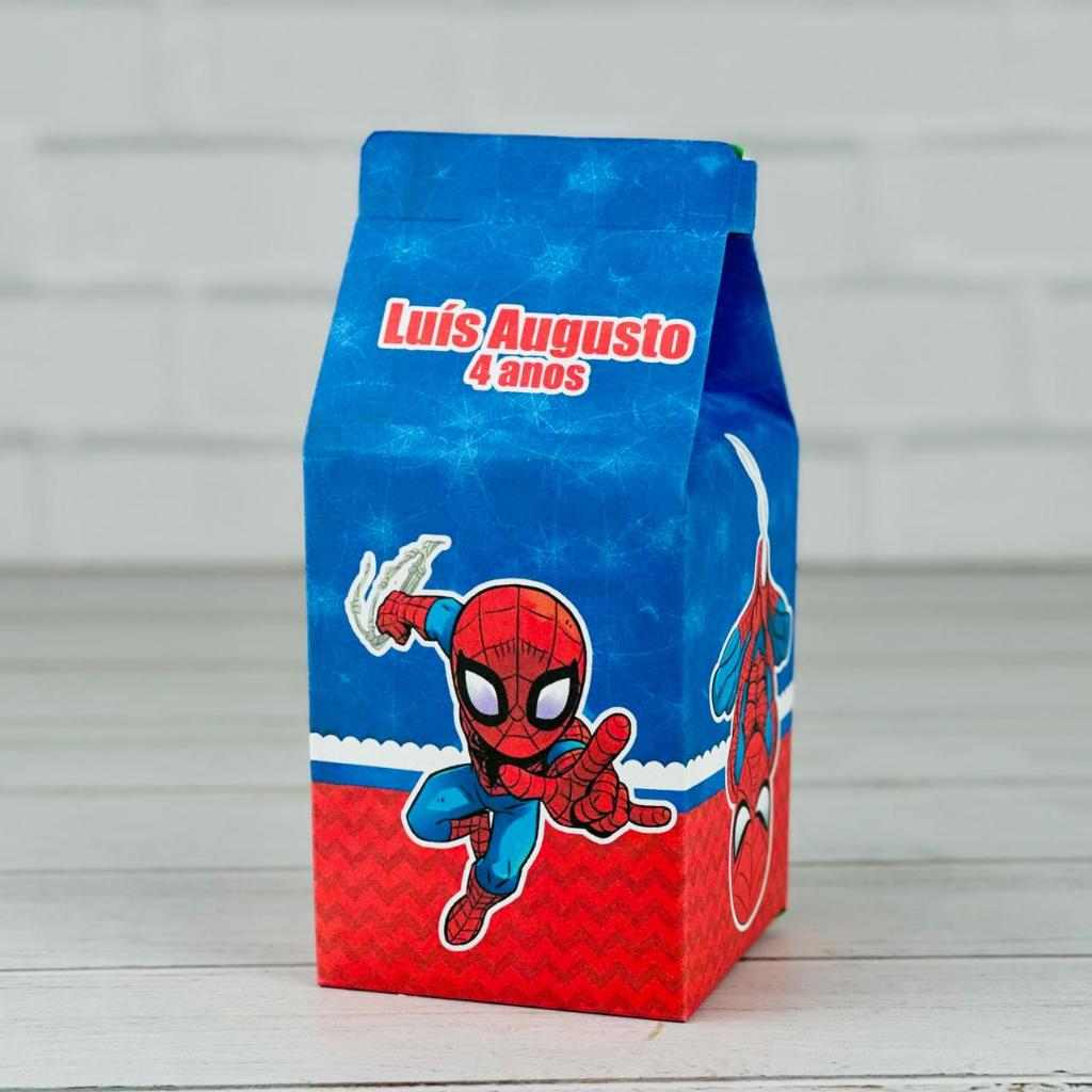 Caixinha Homem Aranha Cute | Caixa Milk Personalizada Com Nome |Mimos Aniversário Lembrancinhas Personalizados Kit Festa