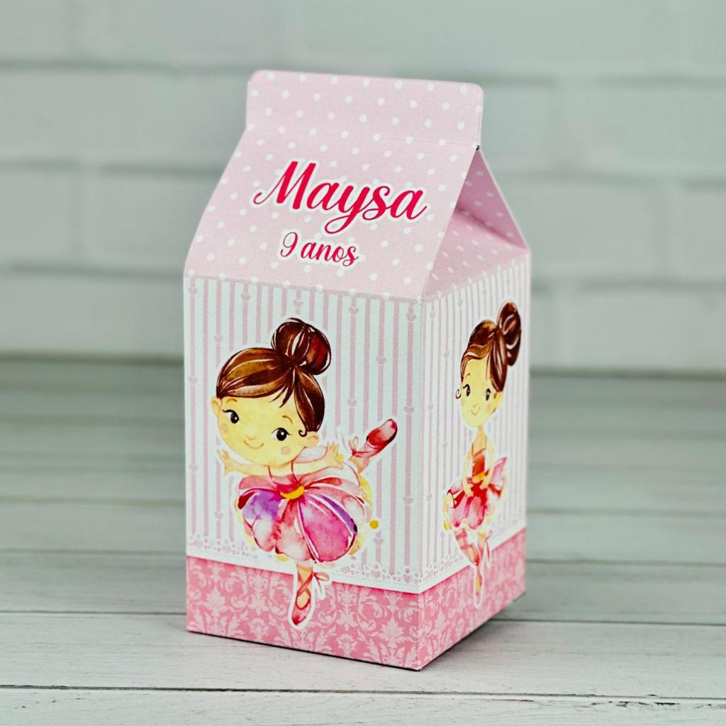 Caixinha Bailarina | Caixa Milk Personalizada Com Nome | Mimos Aniversário Lembrancinhas Personalizados Kit Festa