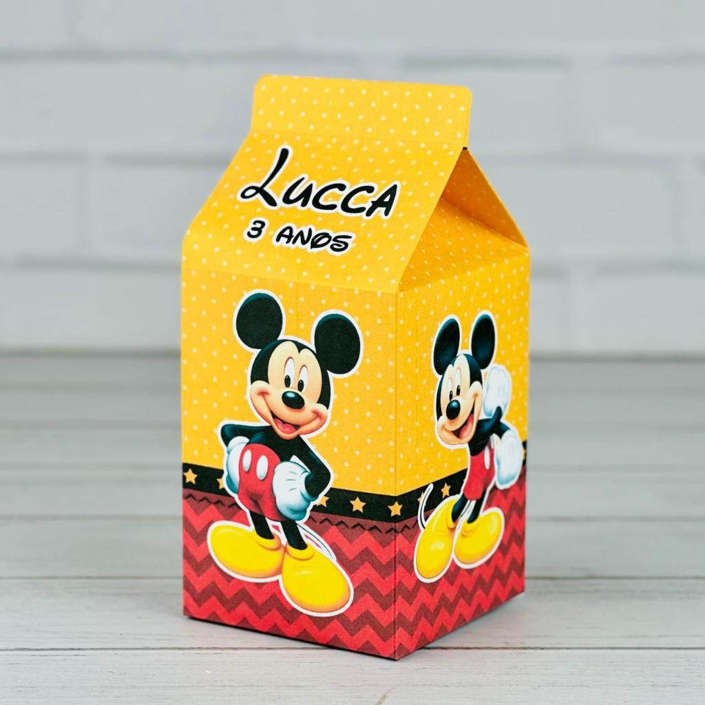 Caixinha Mickey | Caixa Milk Personalizada Com Nome | Mimos Aniversário Lembrancinhas Personalizados Kit Festa