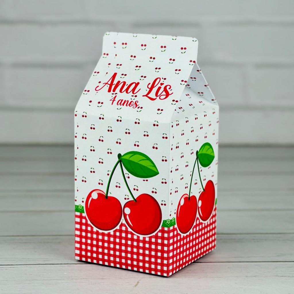 Caixinha Cereja Cerejinha | Caixa Milk Personalizada Com Nome | Mimos Aniversário Lembrancinhas Personalizados Kit Festa