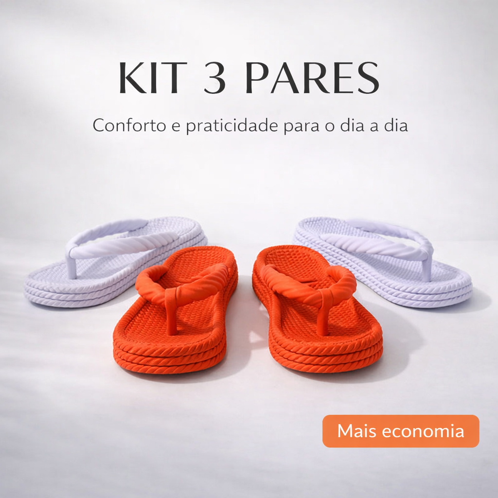 Kit 3 Pares Sandália Feminina Trançada Estilo Urbano Ideal Para Lazer e Passeios Confortáveis