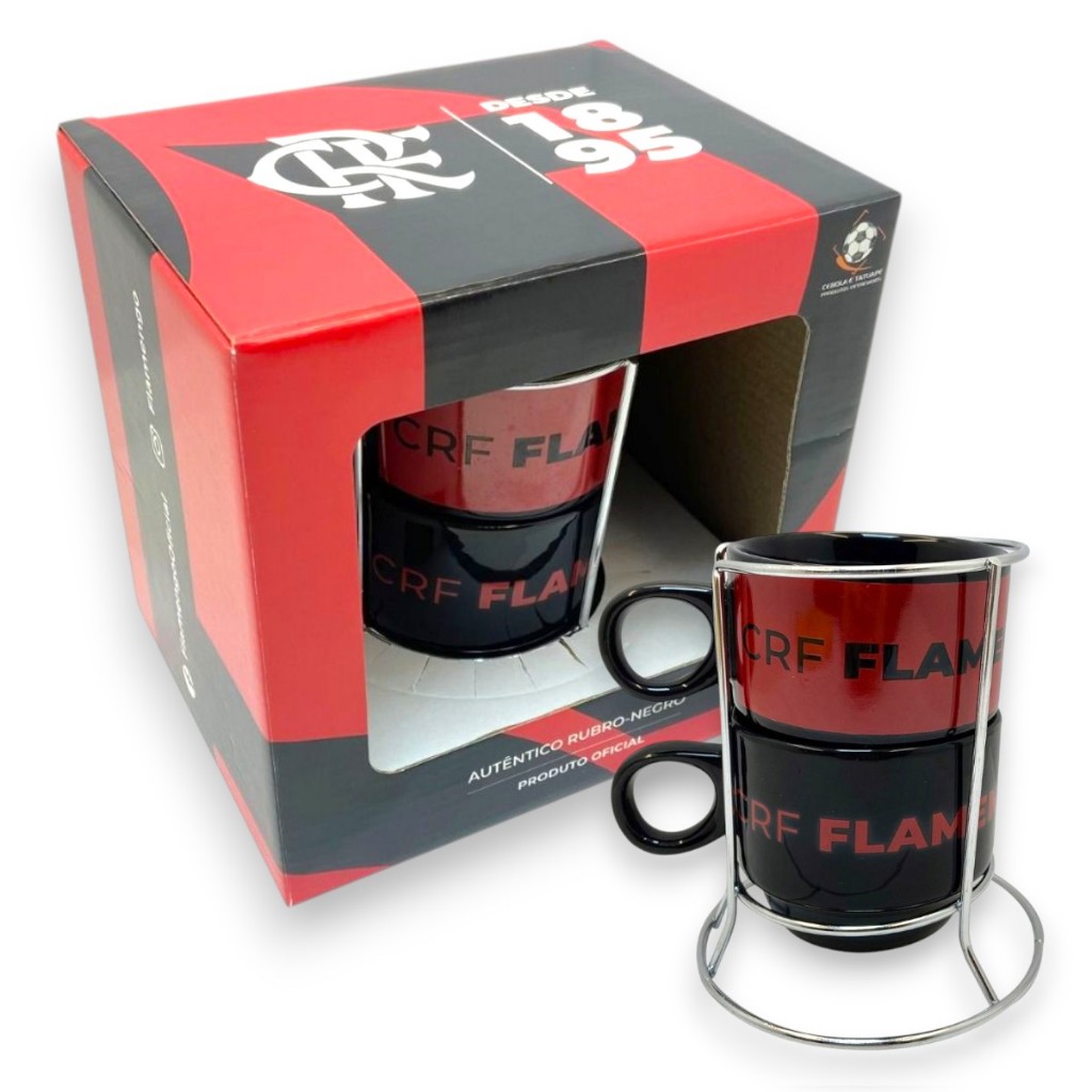 2 XÍCARAS EMPILHÁVEIS 150ML NO ARAMADO FLAMENGO OFICIAL em Oferta na Shopee