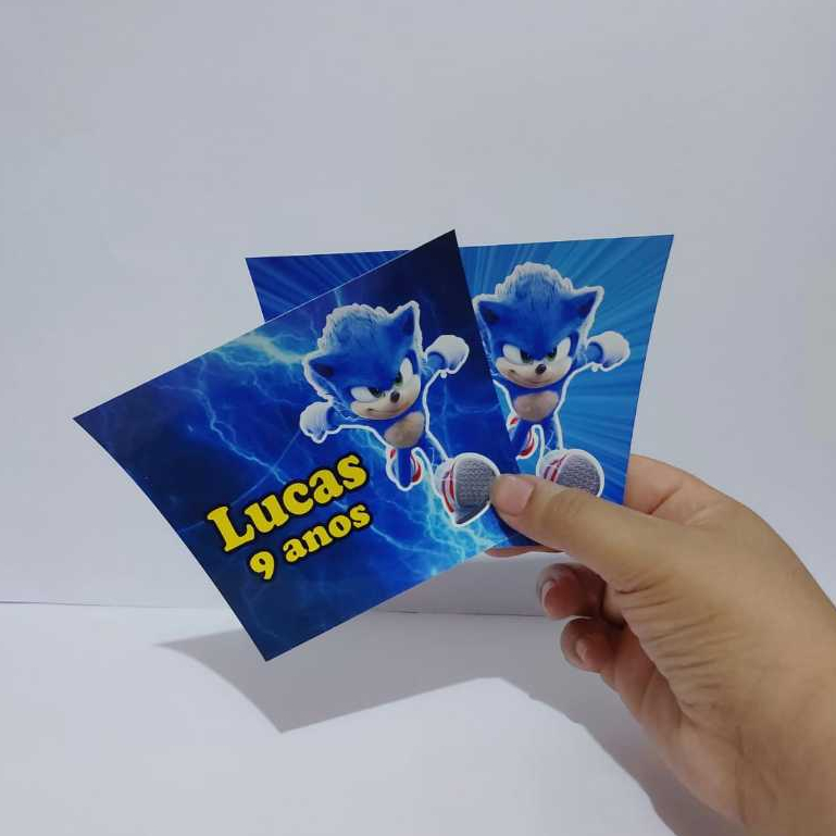 Sonic - Adesivos Personalizados para Balde de Pipoca/Baldinho/Lembrancinha/Festa/Aniversario
