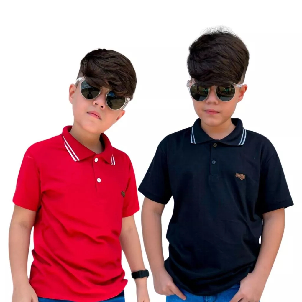 KIT 2 Camiseta Polo Masculino Criança e Juvenil Blusas Infantil 100% Algodão Jovem Masculinas