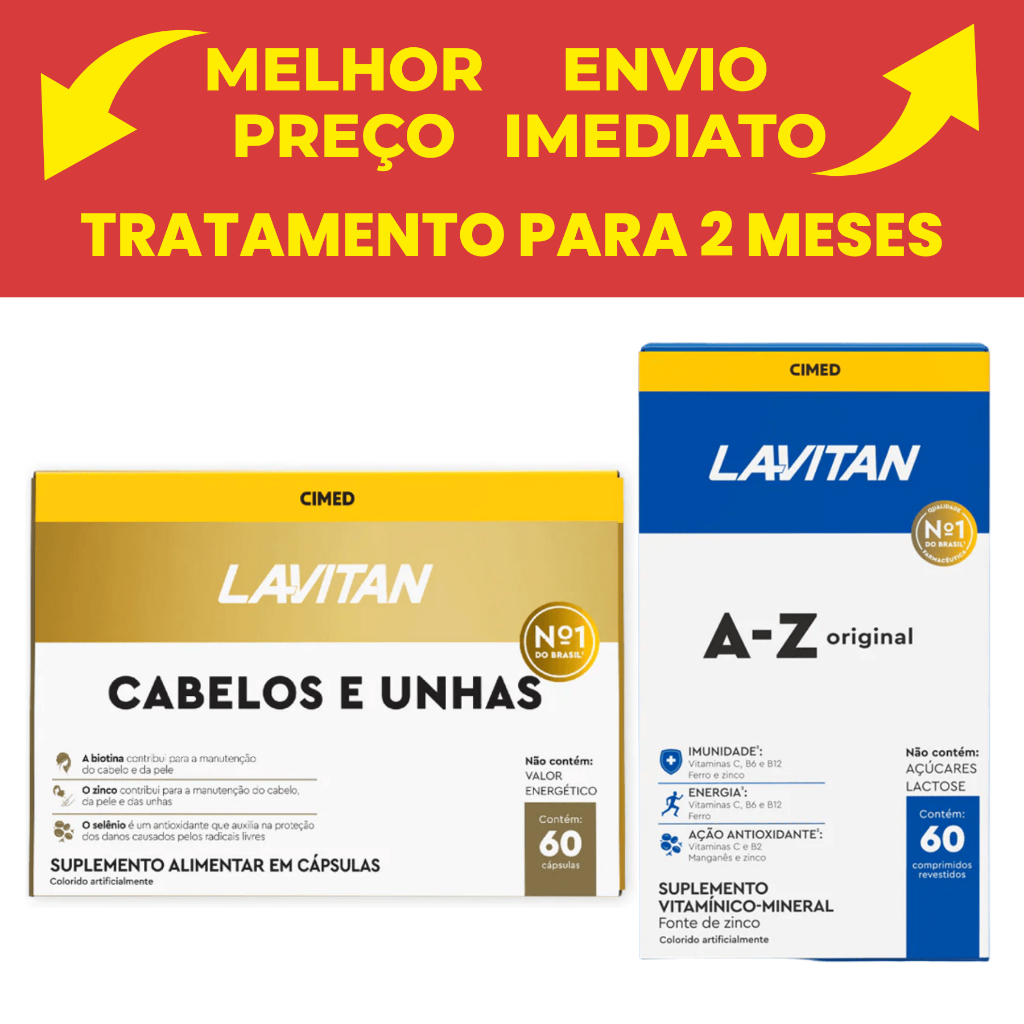 Kit Lavitan Hair Cabelos e Unha com Biotina Cimed 60 Cápsulas + 1 Lavitan AZ Homem Original