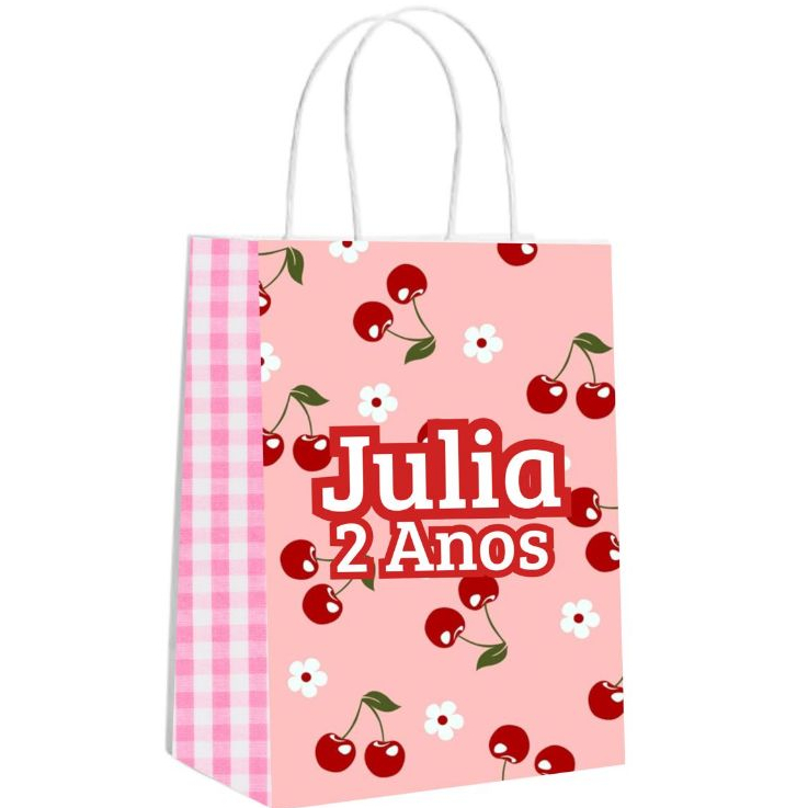 Sacolinha Surpresa - Cerejas  - Qualquer tema - Sacola Lembrancinha - Personalizados Aniversario Festa