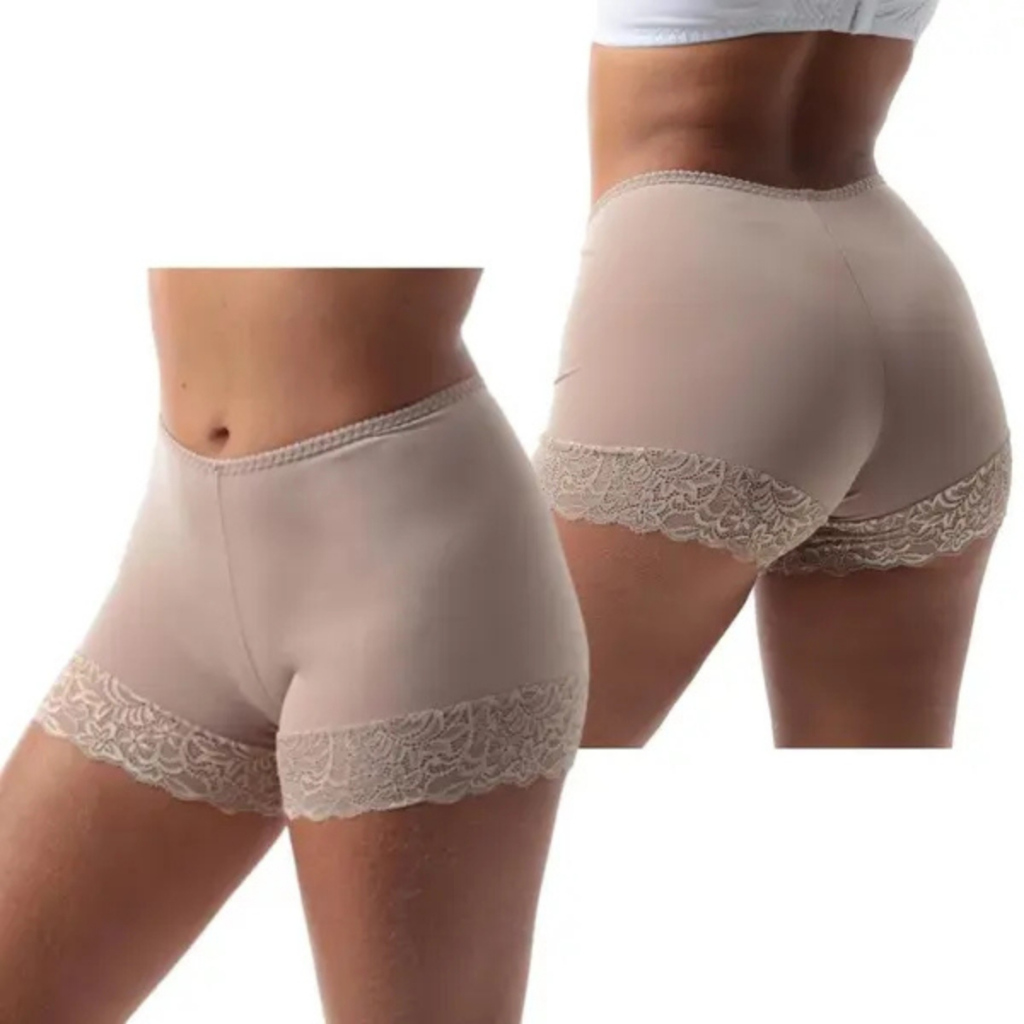 Shorts Anagua Curto Segunda Pele Feminino Com Renda Ideal Para Usar Em Vestido Nude Preto Branco